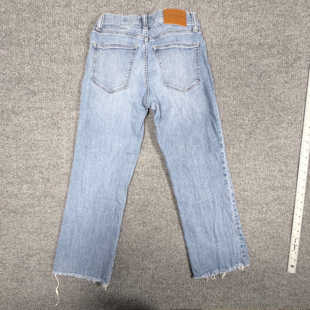 Lucky Brand Ava Mid Rise Crop Mini Boot Jeans Light Wash Raw Hem Size 4 27 - Picture 4 of 12